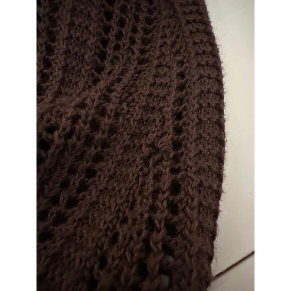 Chico’s Open Front Open Knit Cardigan Sweater Beaded Fringe Sz 2 /14 Brown Boho - Picture 8 of 10